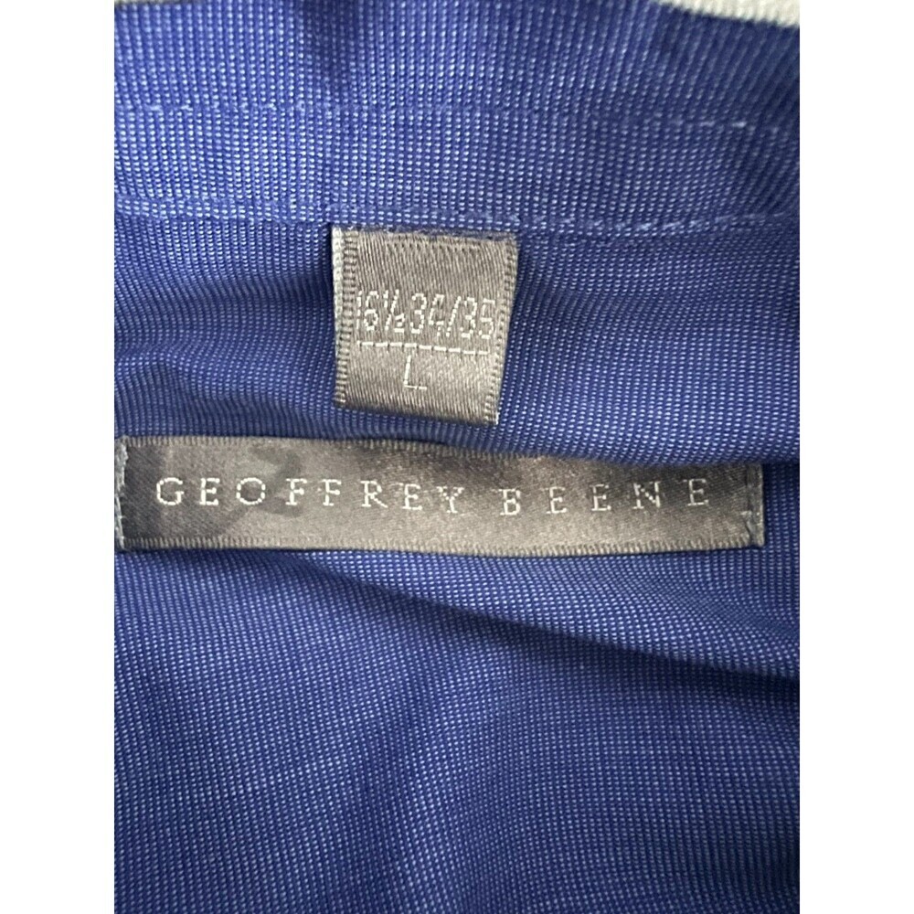 Geoffrey Beene Mens L Blue Dress Shirt Career Office Button Up 15.5 34/35 - Picture 6 of 8